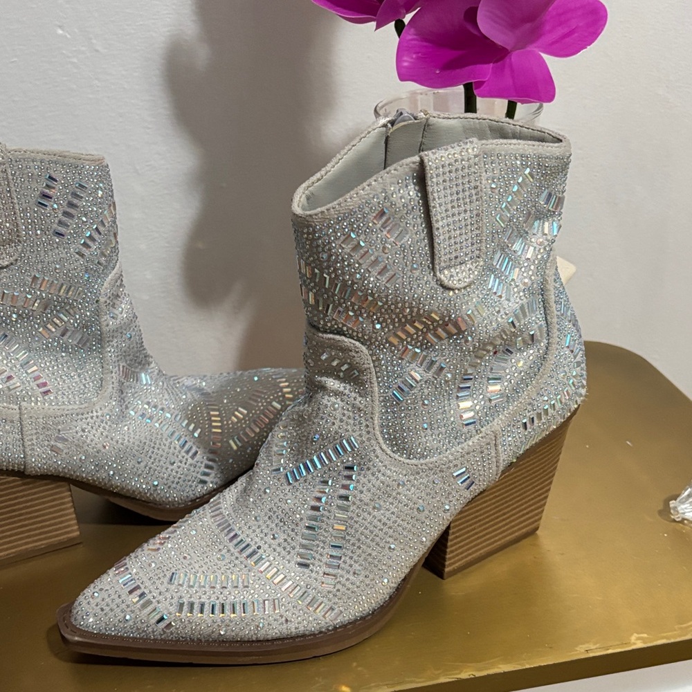 Shimmering Silver Ankle Booties